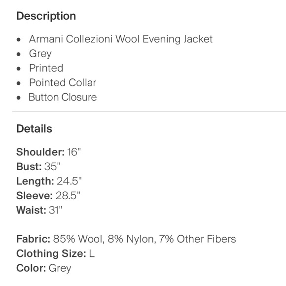 Armani Collezioni Printed Grey Wool Evening Jacket - Picture 7 of 8
